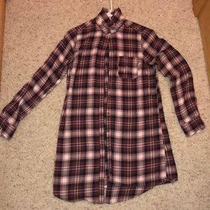 Long flannel cardigan